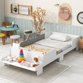 Car Shaped Twin Wood Bed With Bench,White Twin White Wood Bedroom American Design Pine Kids Pine