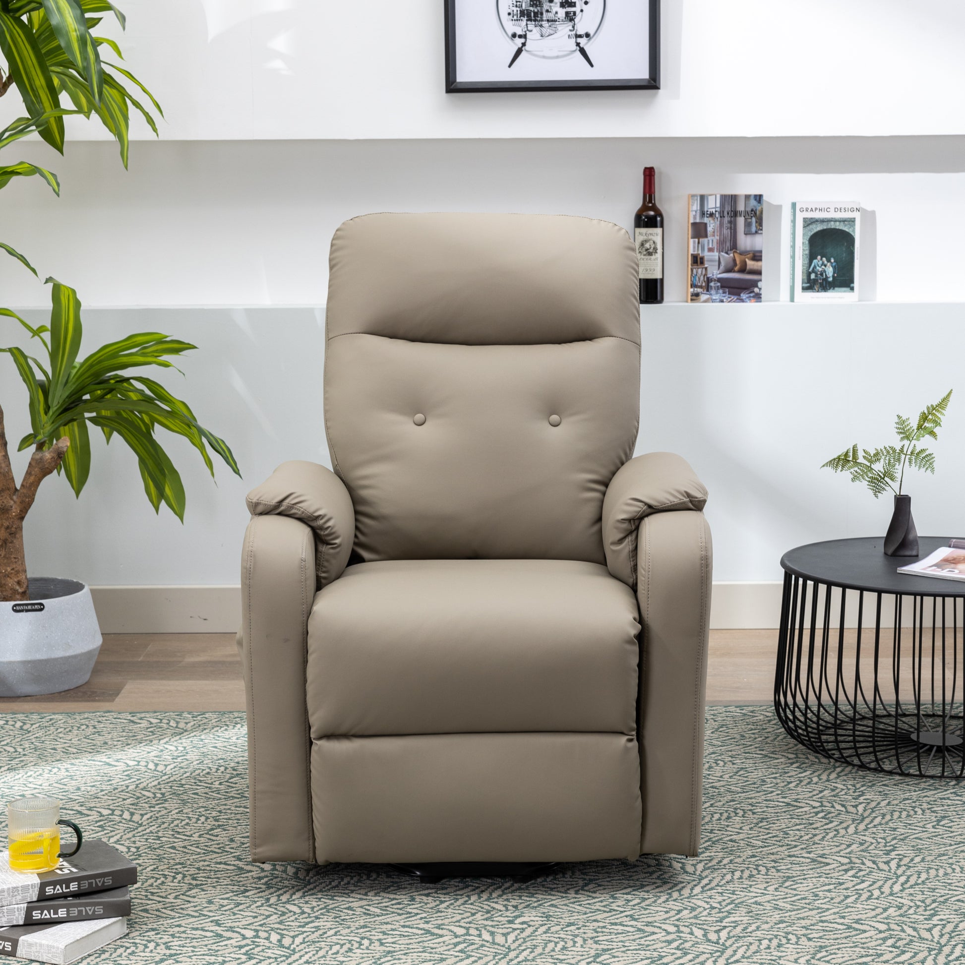 Massage Recliner Chair Electric Power Lift Chairs With Side Pocket, Adjustable Massage And Heating Function For Adults And Seniors, Olive Grey Grey Pu