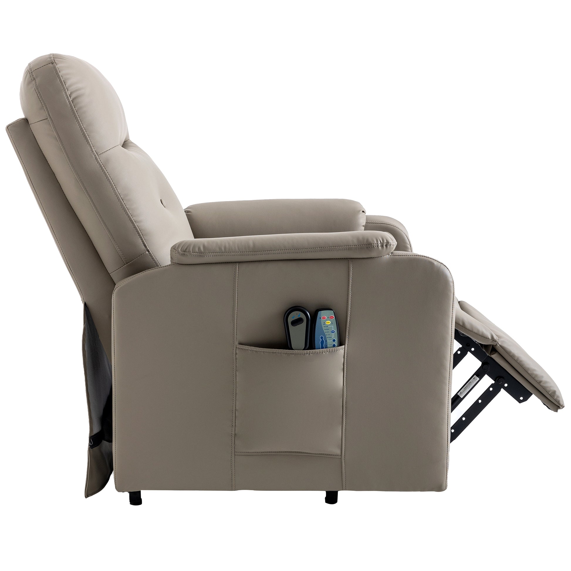 Massage Recliner Chair Electric Power Lift Chairs With Side Pocket, Adjustable Massage And Heating Function For Adults And Seniors, Olive Grey Grey Pu