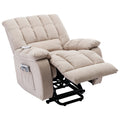 Massage Recliner Chair Electric Power Lift Recliner Chairs With Heat, Vibration, Side Pocket For Living Room Bedroom, Beige Beige Velvet