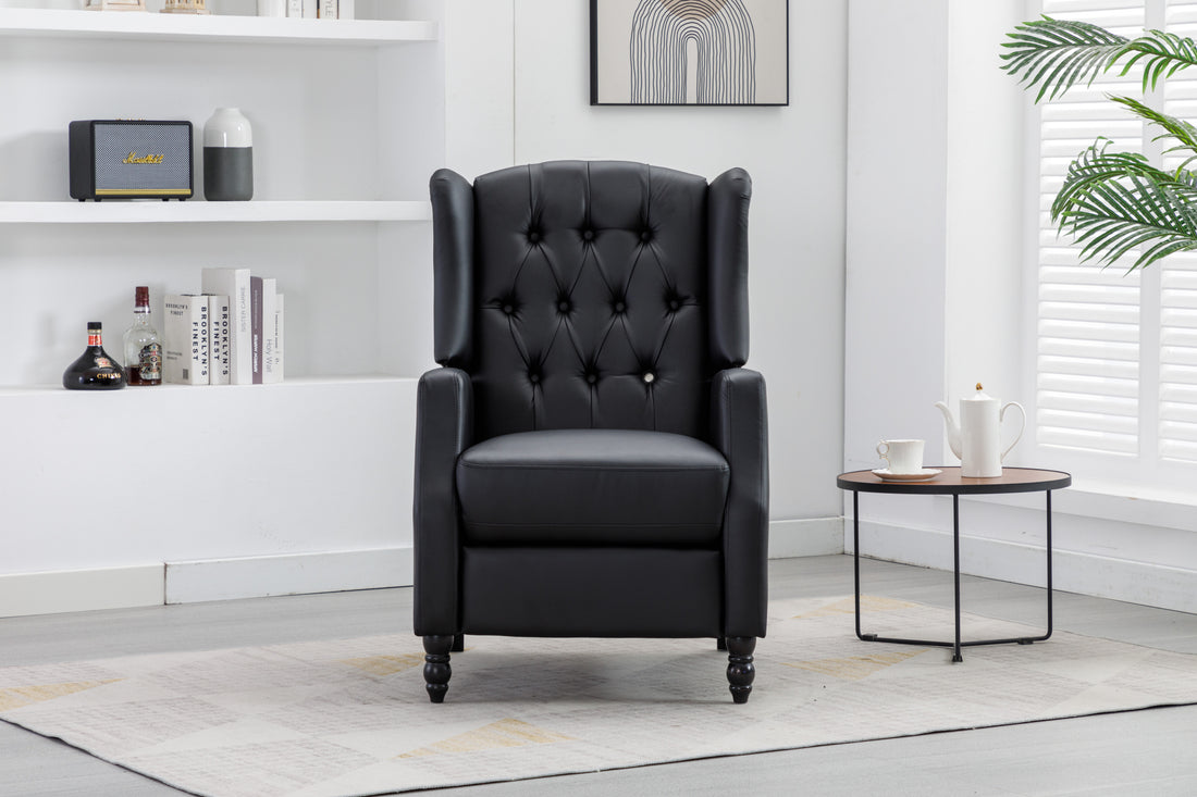 Coolmore Modern Comfortable Upholstered Leisurechair Recliner Chair For Living Room Black Primary Living Space Rubberwood Foam Pu Leather