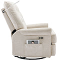 Reclining Chair 270 Degree Swivel Recliner Chairs With Usb Port, Side Pocket And Touch Sensitive Lamp For Living Room, Bedroom, Cream Cream Linen