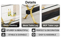 1 Table And 8 Chairs. Modern Simple Luxury Tempered Glass Rectangular Dining Table And Desk With 8 Black Pu Gold Plated Leg Chairs 79''X39''X30'' Transparent Glass