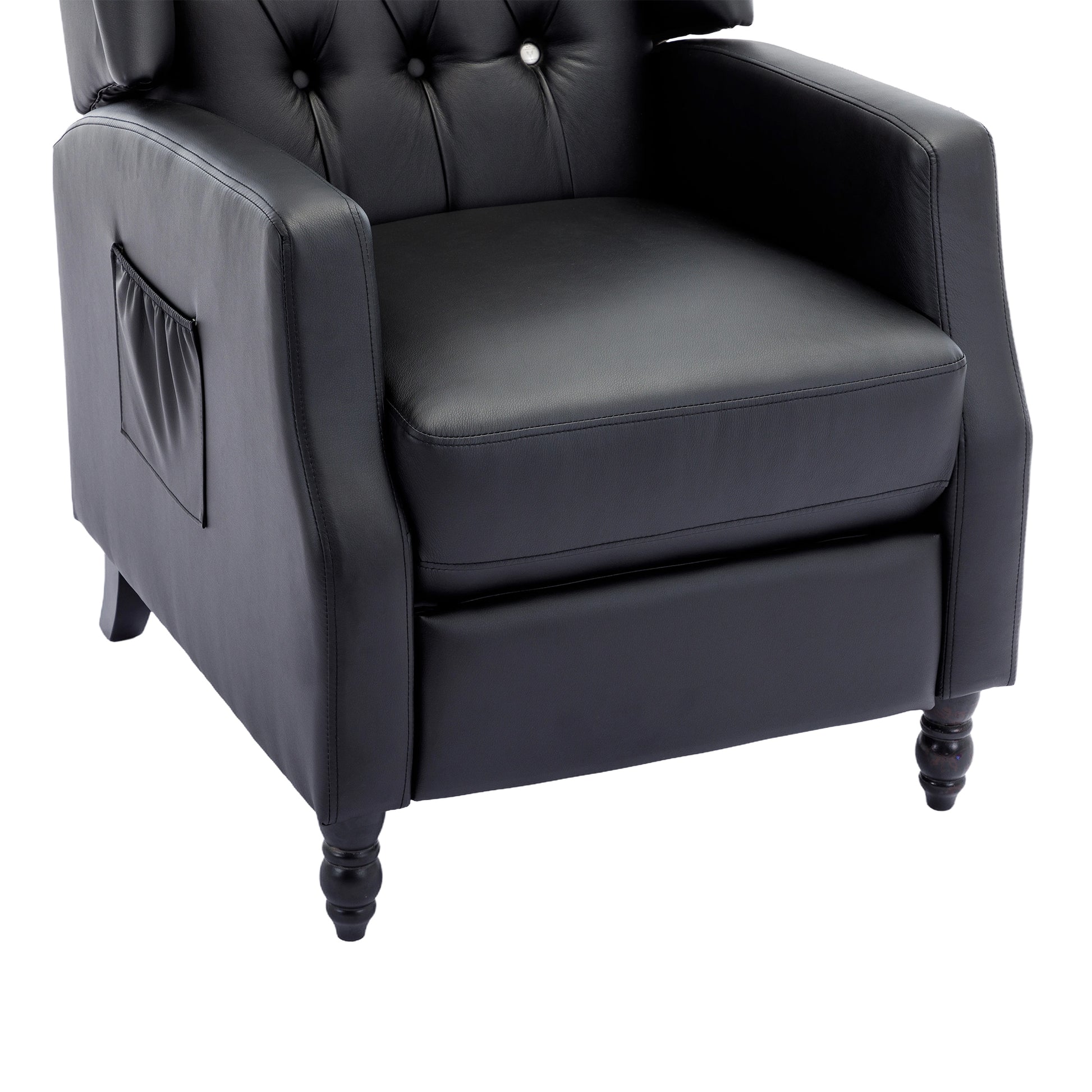 Coolmore Modern Comfortable Upholstered Leisurechair Recliner Chair For Living Room Black Primary Living Space Rubberwood Foam Pu Leather