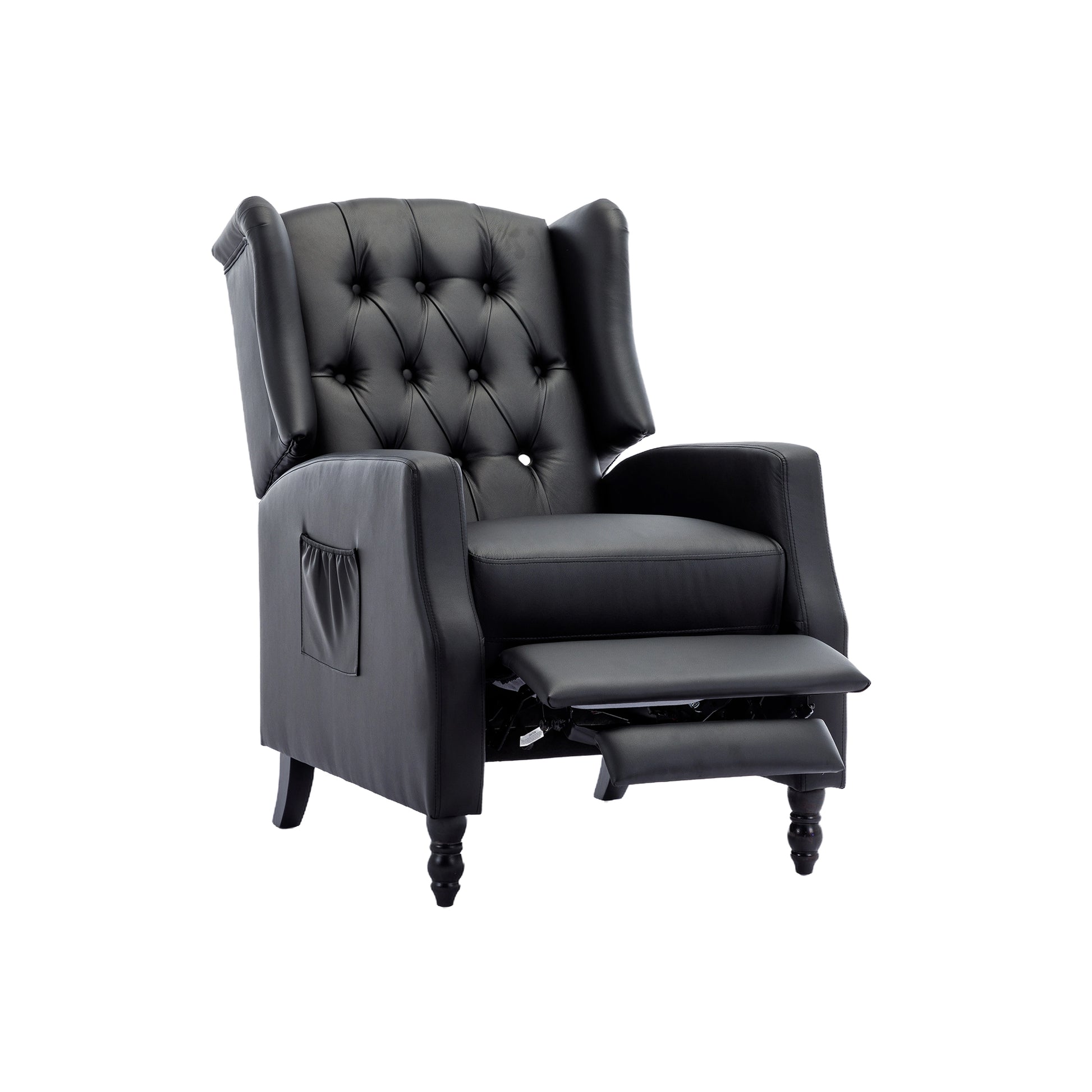 Coolmore Modern Comfortable Upholstered Leisurechair Recliner Chair For Living Room Black Primary Living Space Rubberwood Foam Pu Leather