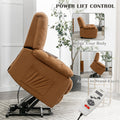 Massage Recliner Chair Electric Power Lift Recliner Chairs With Heat, Vibration, Side Pocket For Living Room, Bedroom, Light Brown Light Brown Velvet