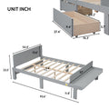 Full Bed With Footboard Bench,2 Drawers,Grey Full Grey Wood Bedroom American Design Pine Pine