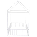 Twin Size Metal Bed House Bed Frame With Fence, For Kids, Teens, Girls, Boys, White Twin White Metal