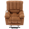 Massage Recliner Chair Electric Power Lift Recliner Chairs With Heat, Vibration, Side Pocket For Living Room, Bedroom, Light Brown Light Brown Velvet