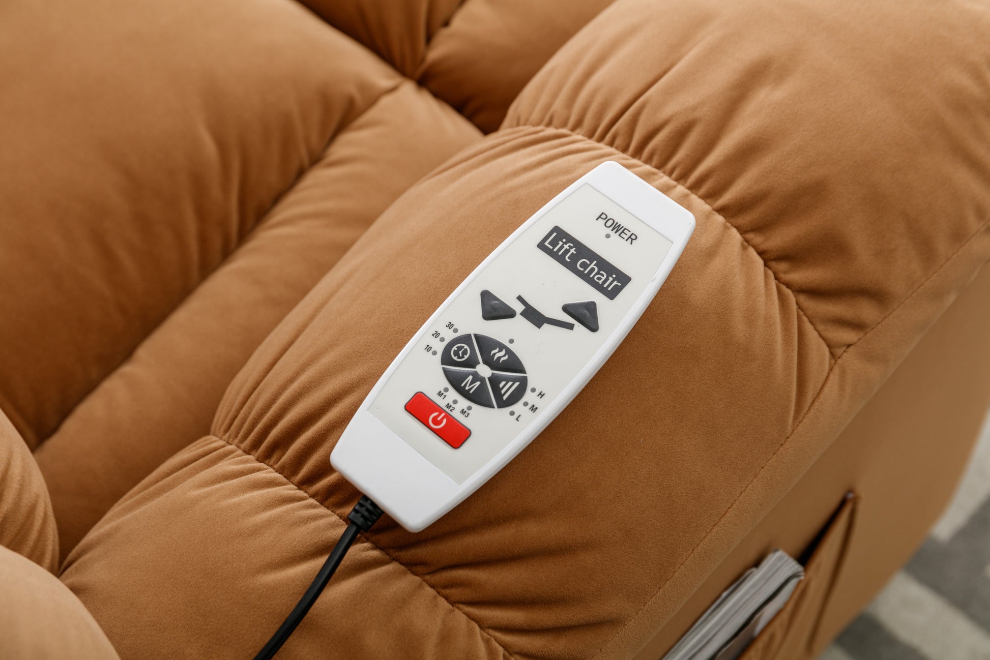 Massage Recliner Chair Electric Power Lift Recliner Chairs With Heat, Vibration, Side Pocket For Living Room, Bedroom, Light Brown Light Brown Velvet