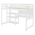 Twin Size Wooden Loft Bed With Shelves, Desk And Writing Board White White Solid Wood Mdf