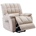 Massage Recliner Chair Electric Power Lift Recliner Chairs With Heat, Vibration, Side Pocket For Living Room Bedroom, Beige Beige Velvet