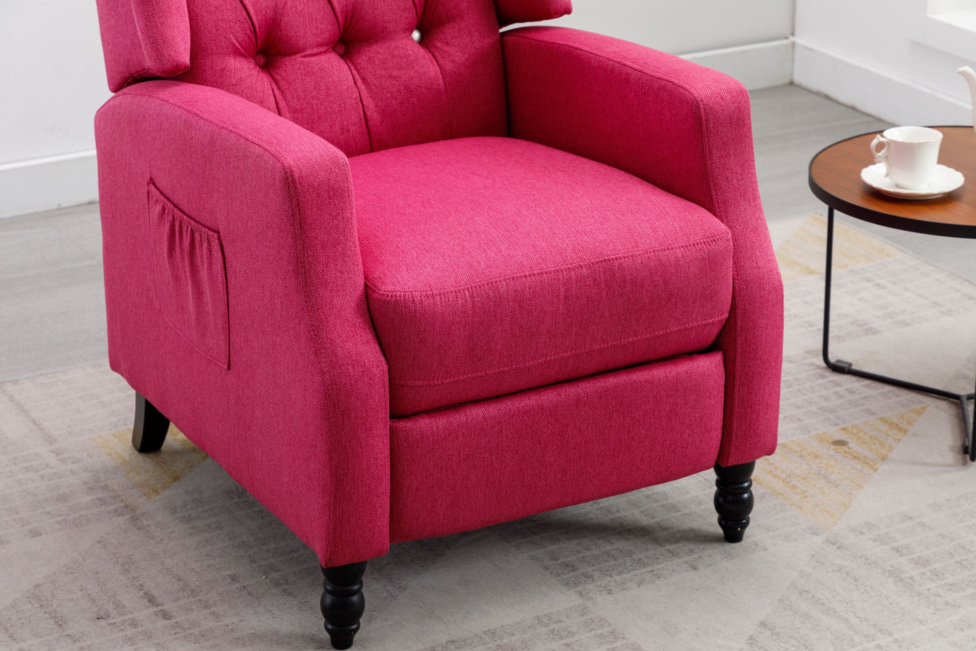 Coolmore Modern Comfortable Upholstered Leisurechair Recliner Chair For Living Room Rose Red Primary Living Space Rubberwood Foam Linen