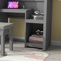 House Shaped Kids Desk With A Cushion Stool,House Style Desk And Stool Set,Grey Grey Bedroom American Design Pine Pine