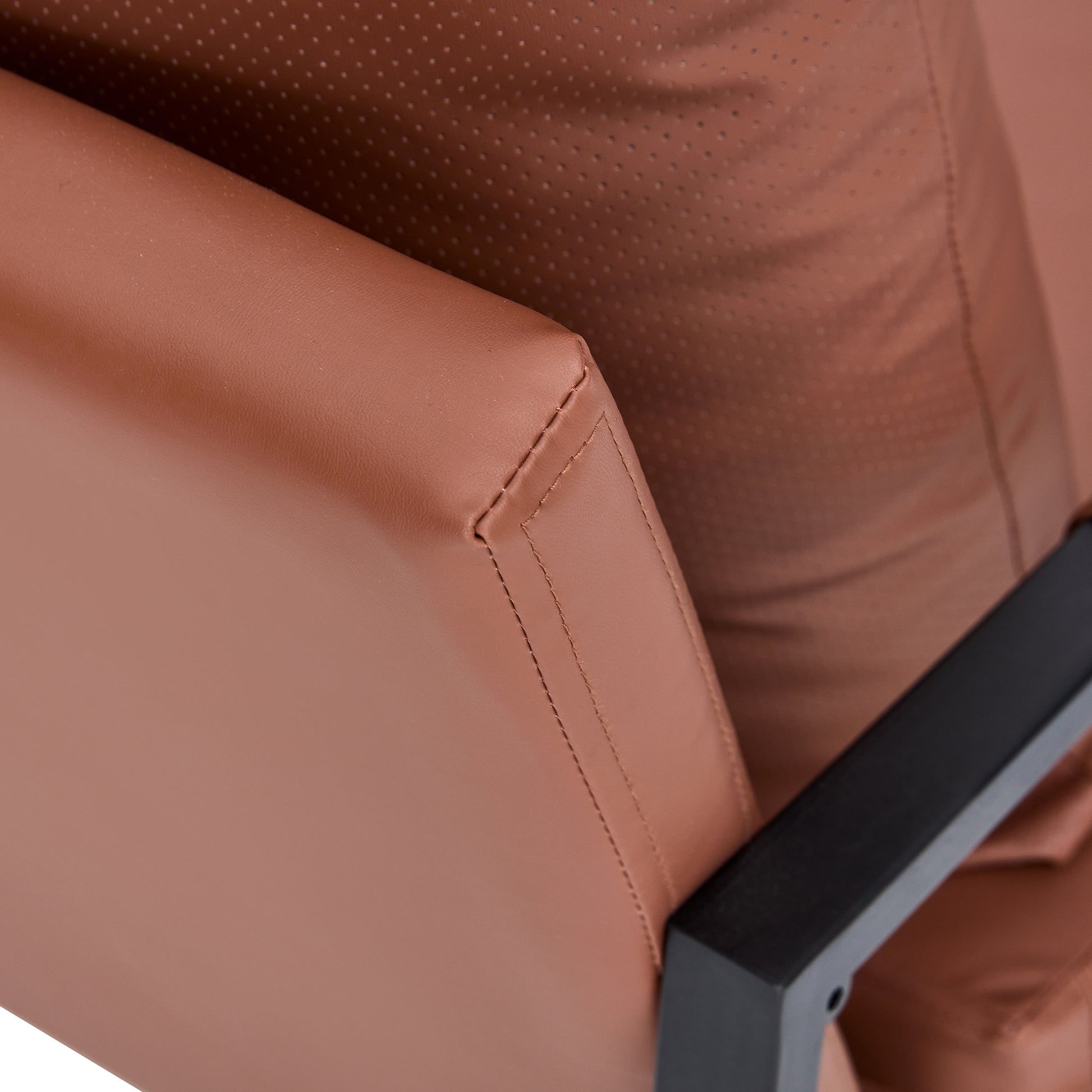 Pu Leather Accent Arm Chair Modern Upholstered Armchair With Metal Frame Extra Thick Padded Backrest And Seat Cushion Sofa Chairs For Living Room Brown Pu Leather Metal Frame Foam Sf 008 Brown Foam Pu