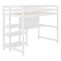 Twin Size Wooden Loft Bed With Shelves, Desk And Writing Board White White Solid Wood Mdf