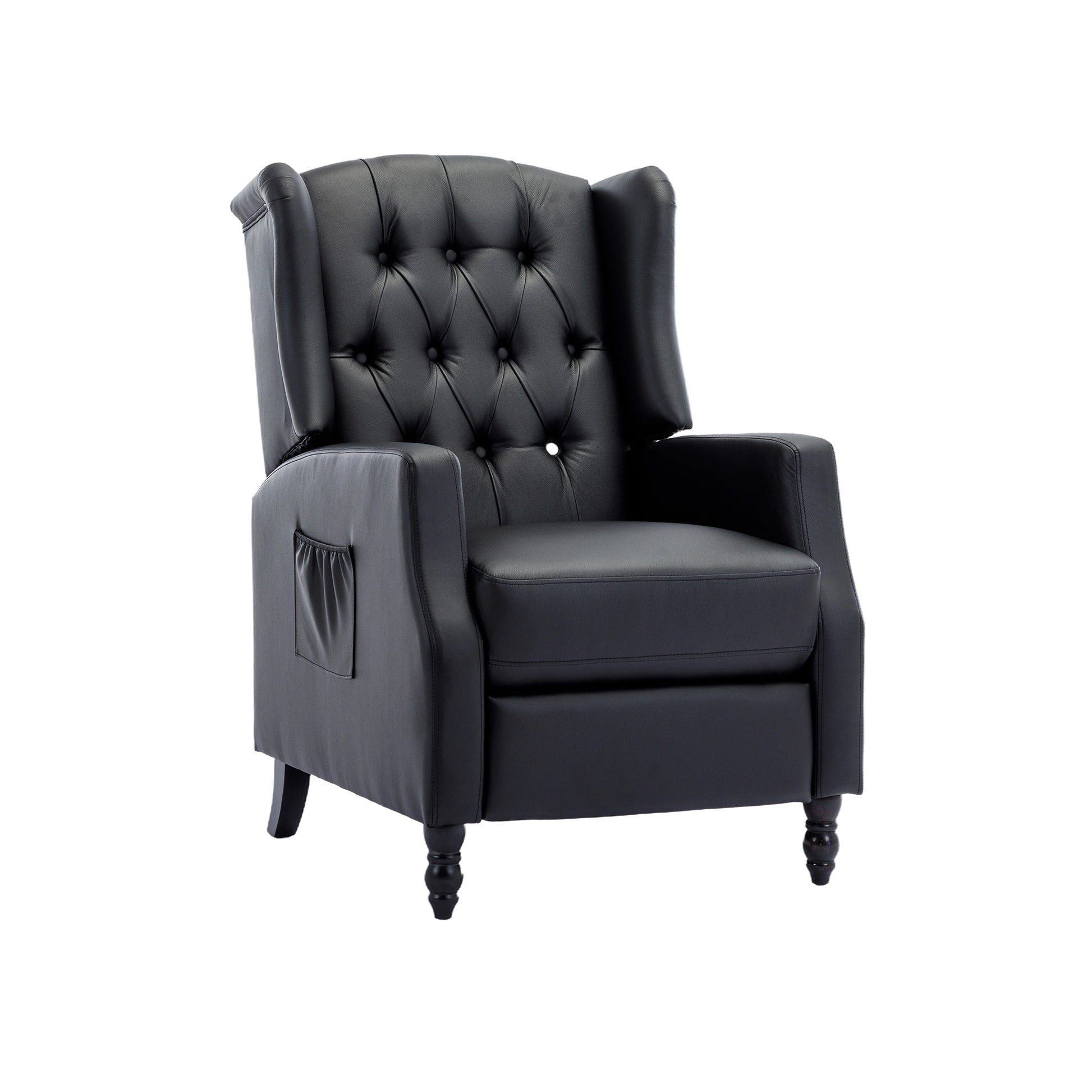 Coolmore Modern Comfortable Upholstered Leisurechair Recliner Chair For Living Room Black Primary Living Space Rubberwood Foam Pu Leather