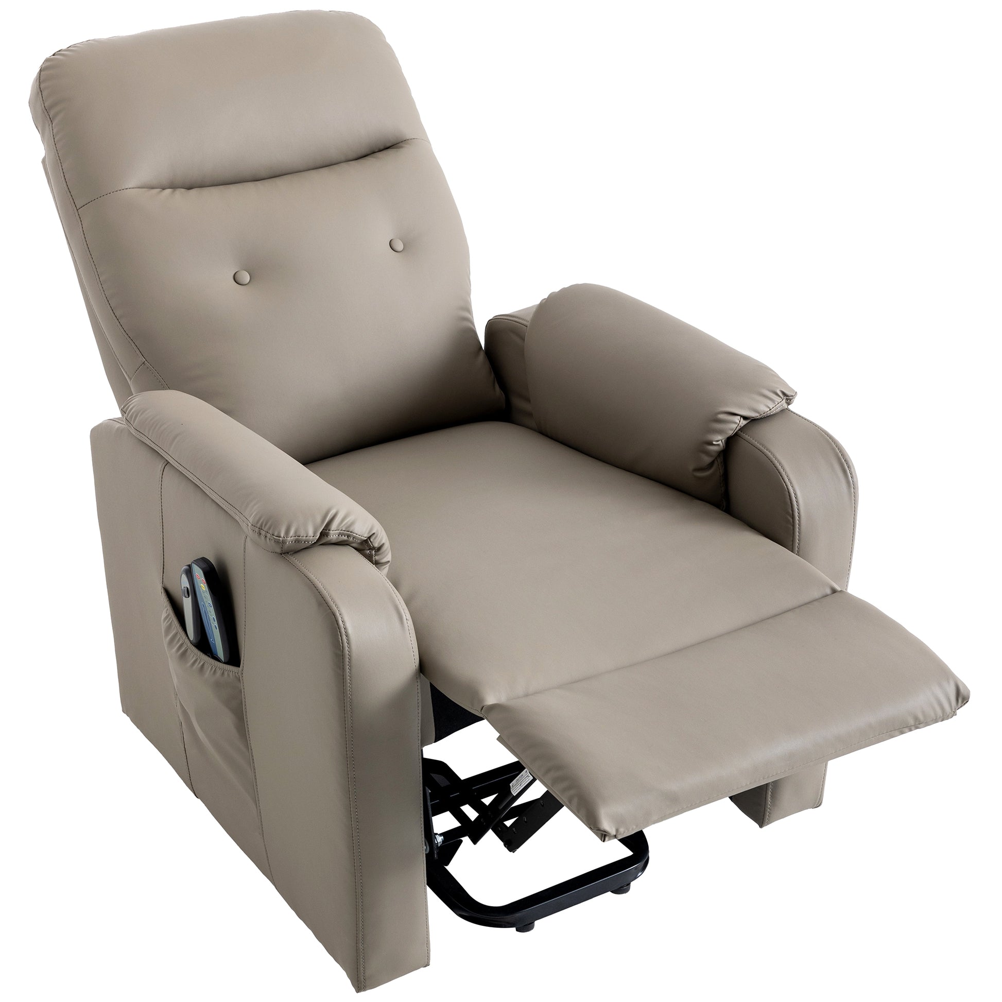 Massage Recliner Chair Electric Power Lift Chairs With Side Pocket, Adjustable Massage And Heating Function For Adults And Seniors, Olive Grey Grey Pu