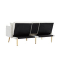 Cream White Velvet Futon Sofa Bed With Gold Metal Legs Cream White Velvet Wood Tufted Back Eucalyptus Square Arms Foam Velvet 2 Seat