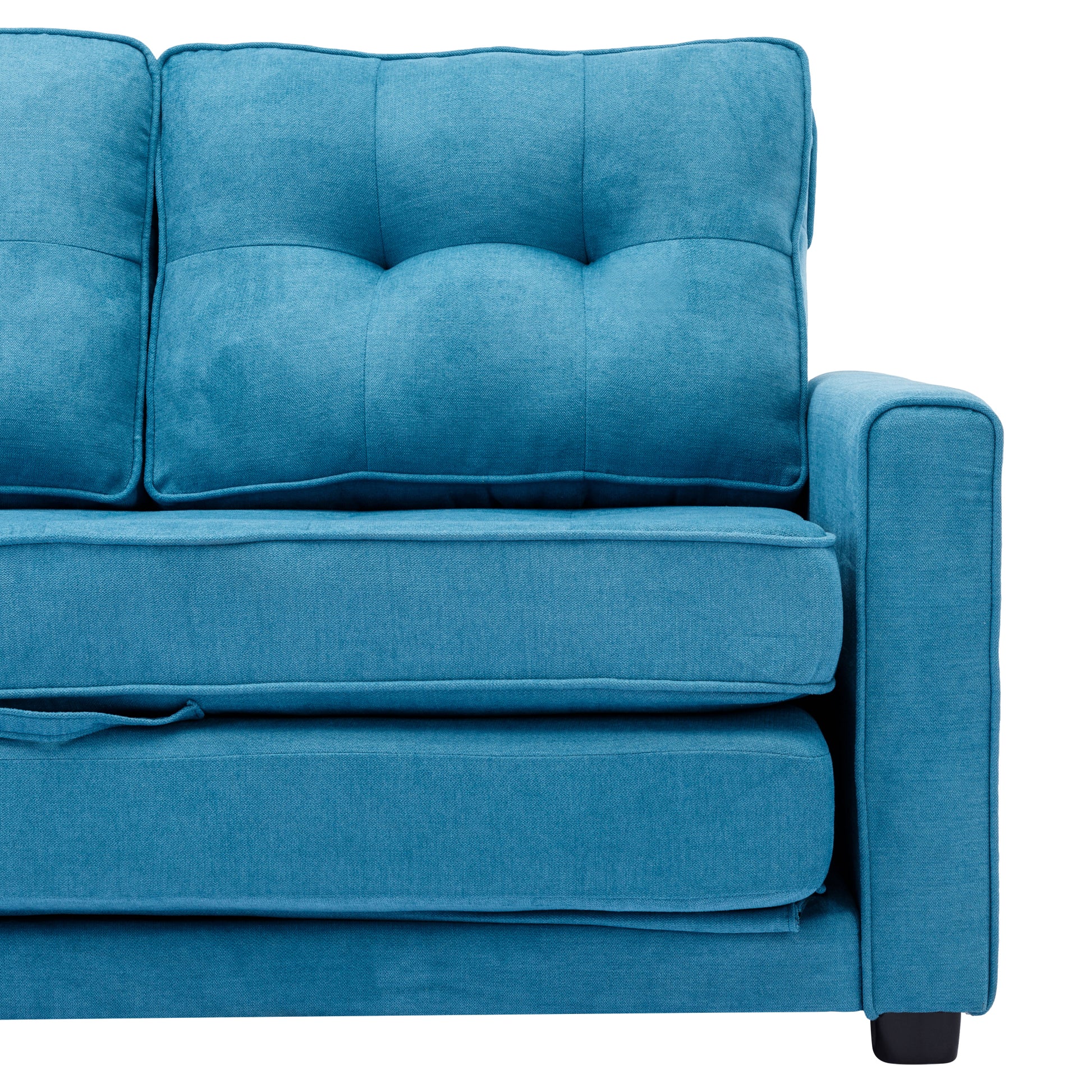 59.4" Loveseat Sofa With Pull Out Bed Modern Upholstered Couch With Side Pocket For Living Room Office, Blue Blue Chenille