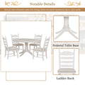 5 Piece Retro Functional Dining Table Set Wood Round Extendable Dining Table And 4 Upholstered Dining Chairs Antique White Antique White Solid Wood