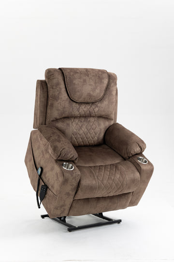 Lounge Chair Lift Chair Relax Sofa Chair Sitting Room Furniture Sitting Room Power Supply Elderly Electric Lounge Chair 180 Degree Lying Flat Brown Cotton Velvet