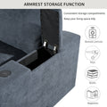 Upholstered Modular Sofa With Usb Charge Ports,Wireless Charging And Built In Bluetooth Speaker In Arm,Sectional Sofa For Living Room Apartment 4 Seater Gray Polyester 4 Seat
