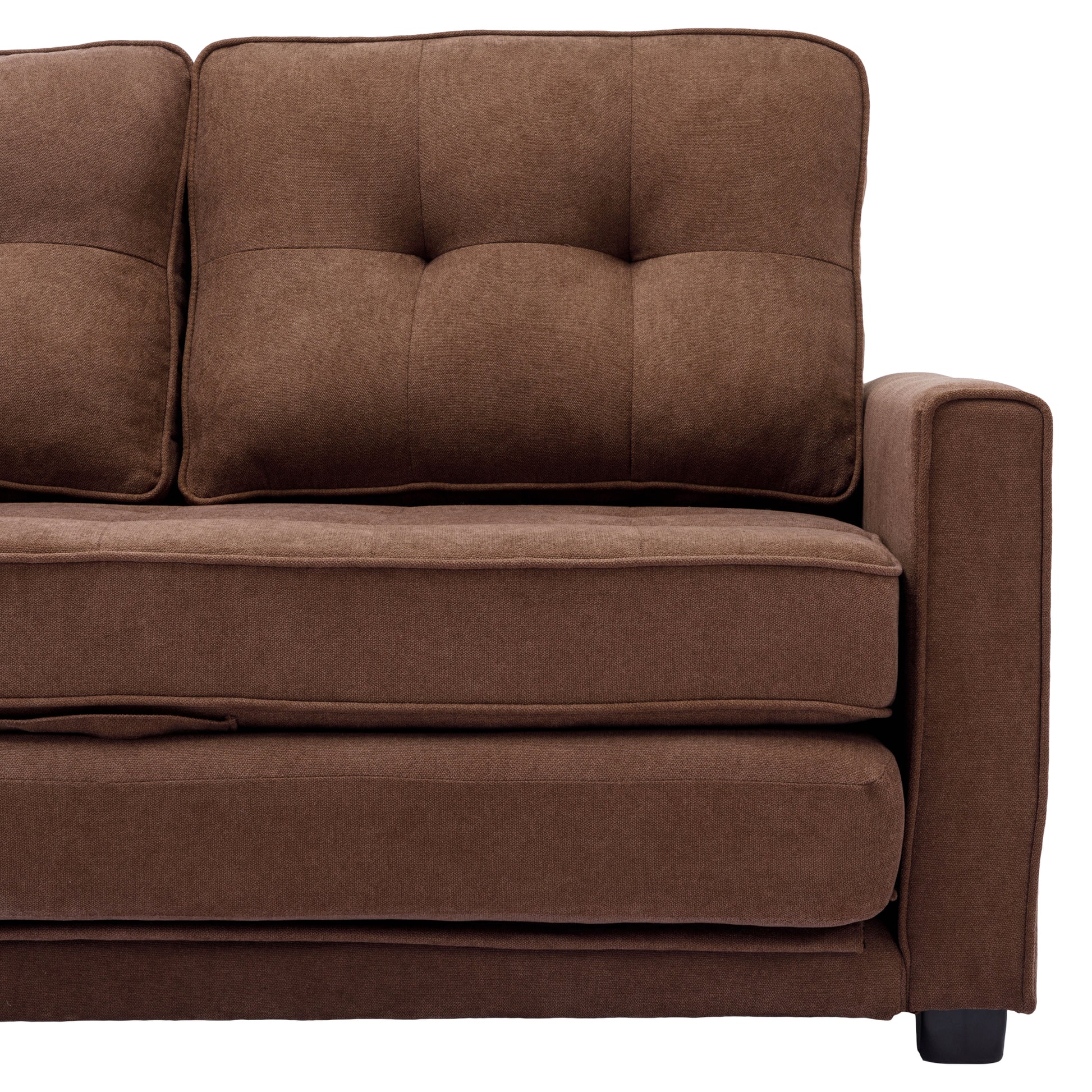 59.4" Loveseat Sofa With Pull Out Bed Modern Upholstered Couch With Side Pocket For Living Room Office, Brown Brown Chenille