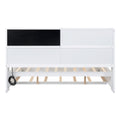 Full Size Daybed With Storage Shelves, Blackboard, Cork Board, Usb Ports And Twin Size Trundle, White Box Spring Not Required Full White Wood Pine Daybeds Solid Wood Mdf