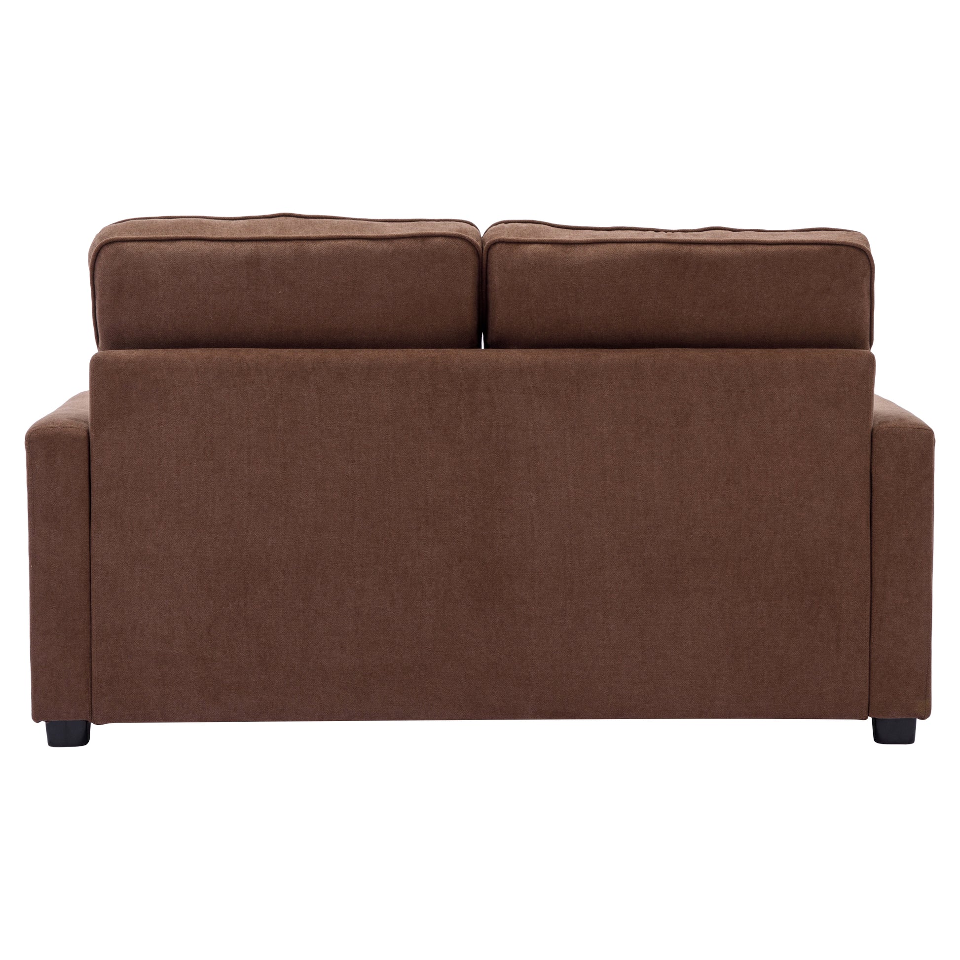 59.4" Loveseat Sofa With Pull Out Bed Modern Upholstered Couch With Side Pocket For Living Room Office, Brown Brown Chenille