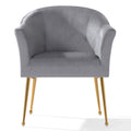Velvet Accent Chair With Wood Frame, Modern Armchair Club Leisure Chair With Gold Metal Legs, Single Reading Chair For Living Room Bedroom Office Hotel Apartments Gray Polyester Polyester