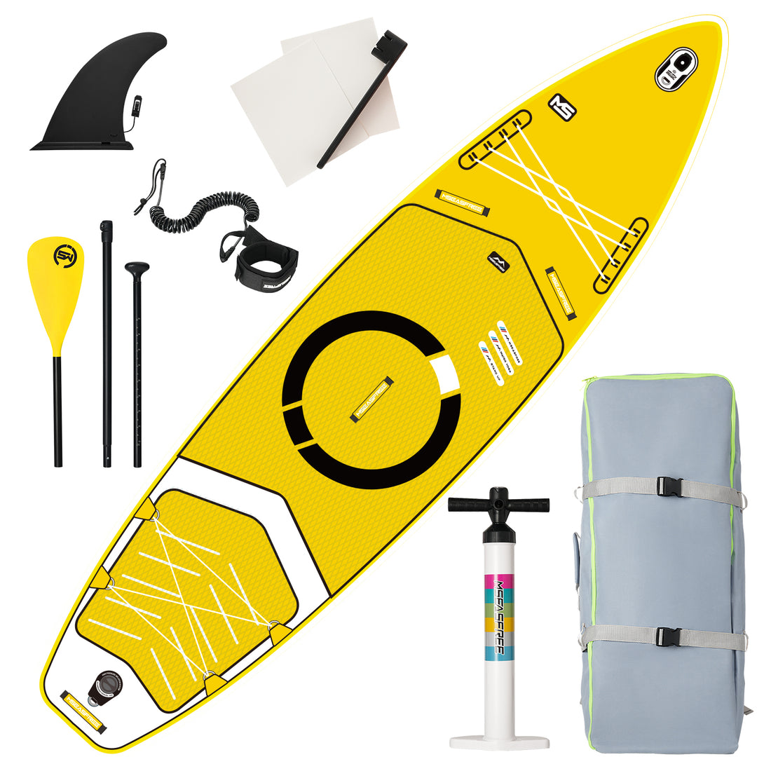 Inflatable Stand Up Paddle Board 11'X34"X6" With Accessories Water Sports Yellow Anti Slip Garden & Outdoor American Design,Beach Multifunctional Pvc