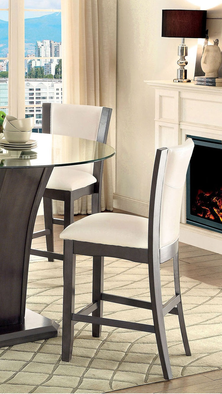 Style Comfort Contemporary 2Pcs Counter Height Chairs Gray And Whitecushion Seat Kitchen Dining Room Furniture White Gray Gray Dining Room Contemporary,Modern Dining Chairs Solid Back Solid Wood