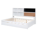 Full Size Daybed With Storage Shelves, Blackboard, Cork Board, Usb Ports And Twin Size Trundle, White Box Spring Not Required Full White Wood Pine Daybeds Solid Wood Mdf