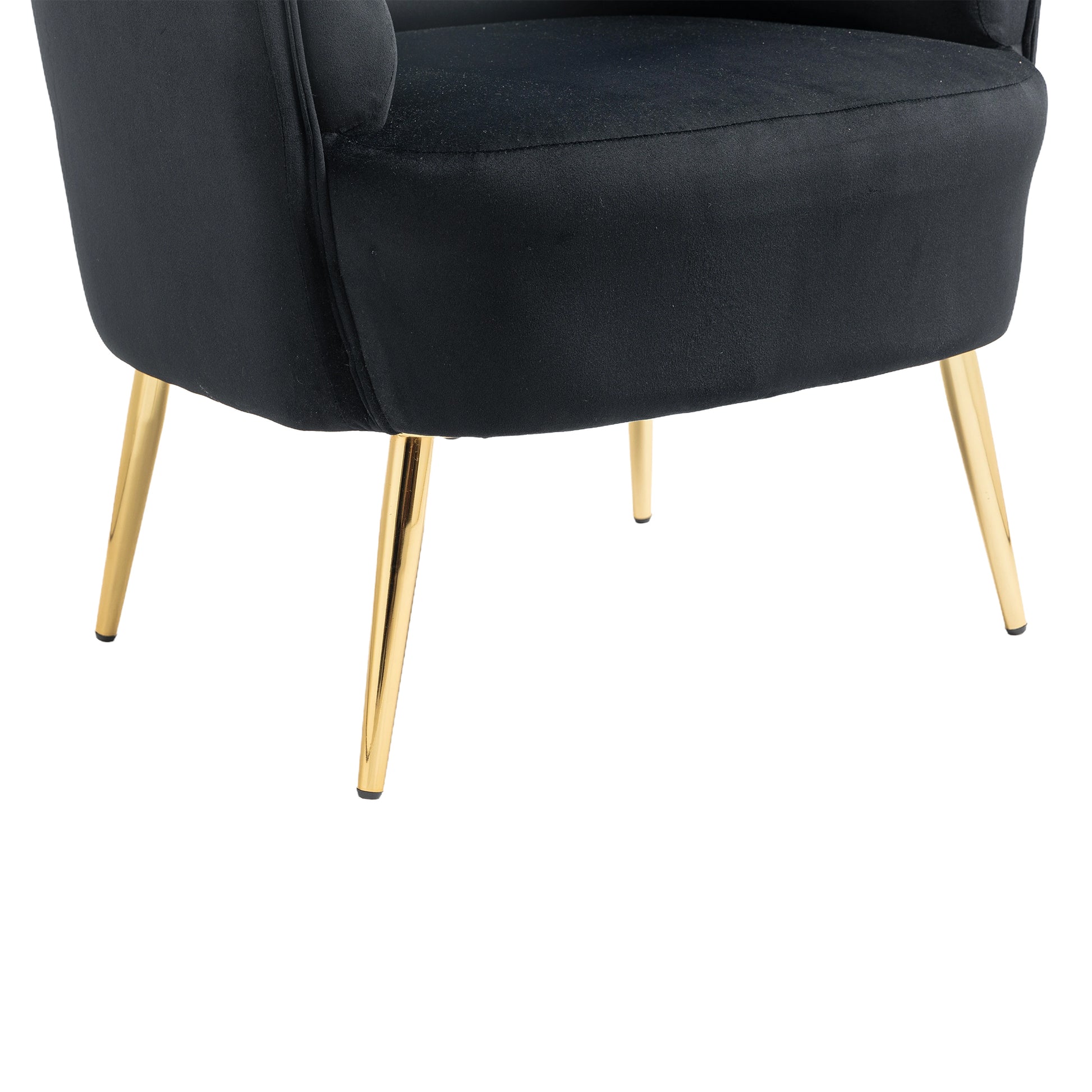 Coolmore Accent Chair ,Leisure Single Chair With Golden Feet Black Velvet