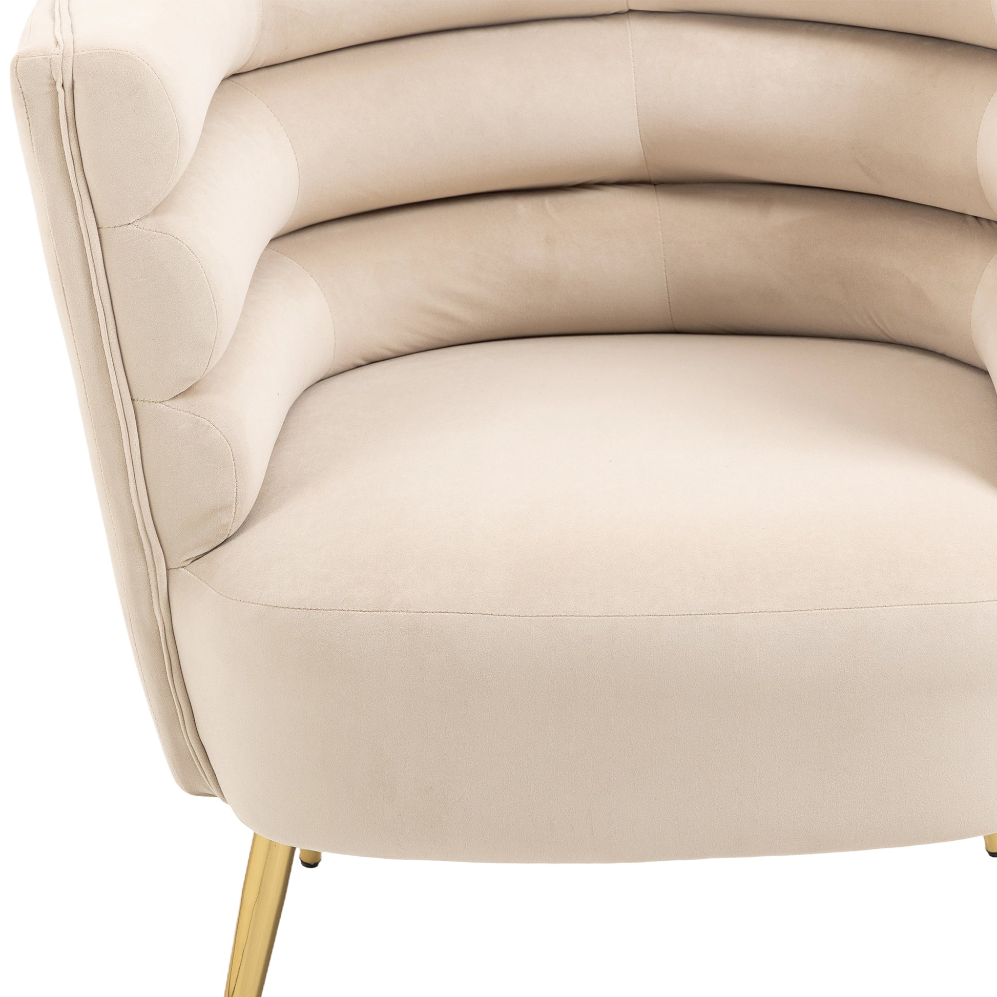 Coolmore Accent Chair ,Leisure Single Chair With Golden Feet Beige Velvet