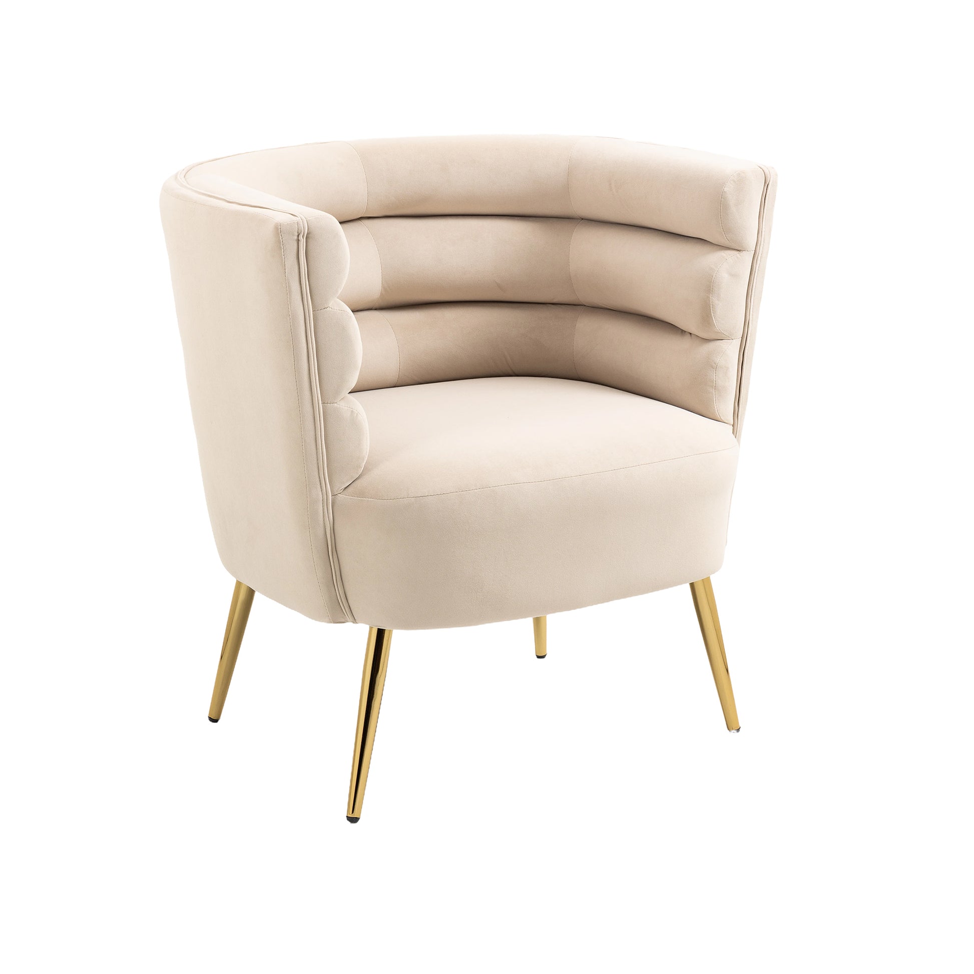 Coolmore Accent Chair ,Leisure Single Chair With Golden Feet Beige Velvet