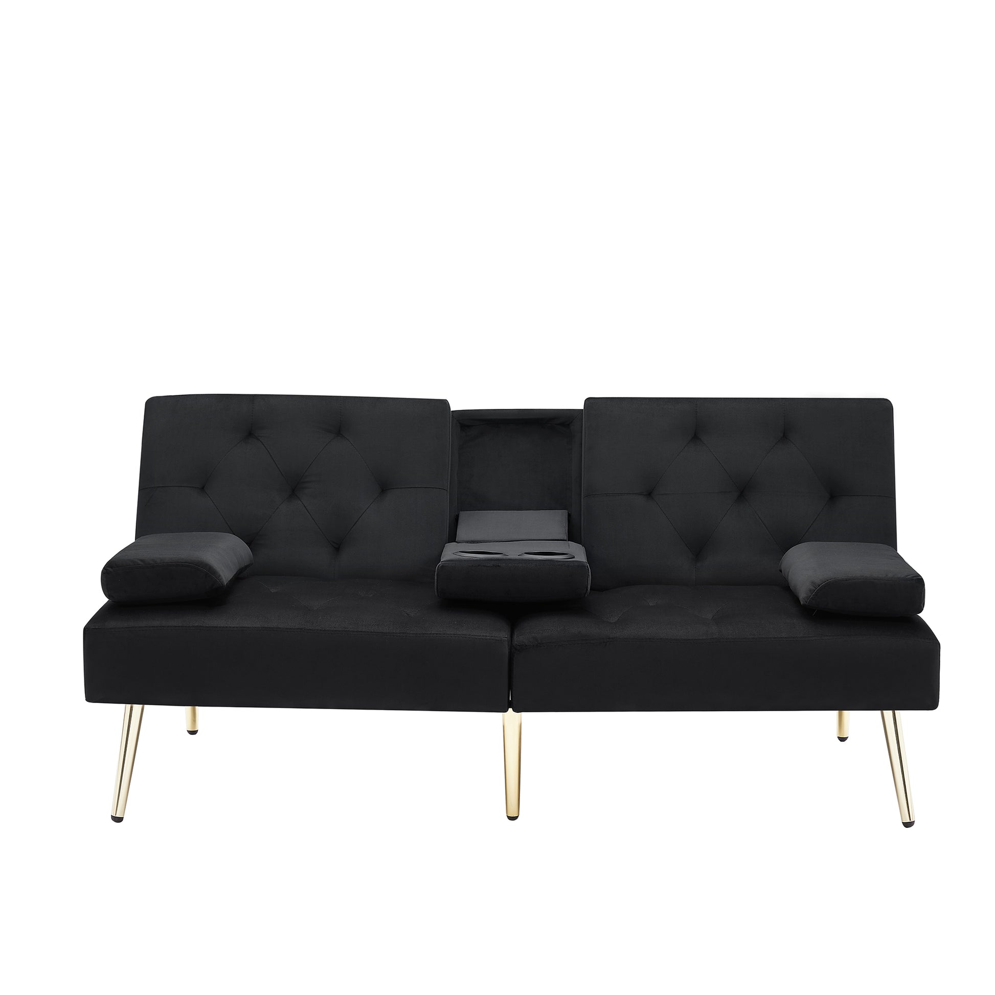 Black Velvet Sofa Bed Black Wood Tufted Back Armless Foam Velvet 2 Seat