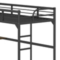 Twin Metal Loft Bed With Desk, Ladder And Guardrails,Bookdesk Under Bedblack Black Metal