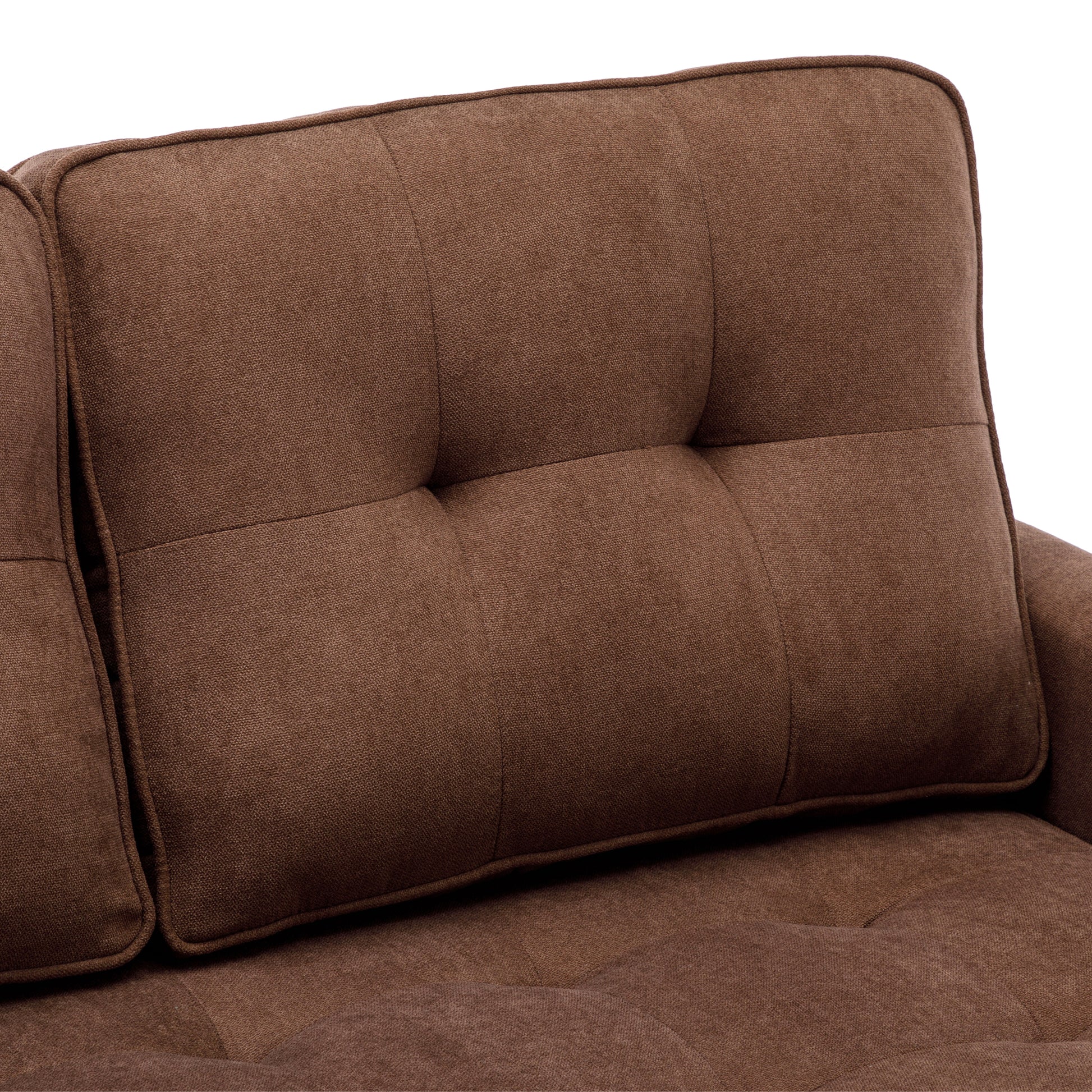 59.4" Loveseat Sofa With Pull Out Bed Modern Upholstered Couch With Side Pocket For Living Room Office, Brown Brown Chenille