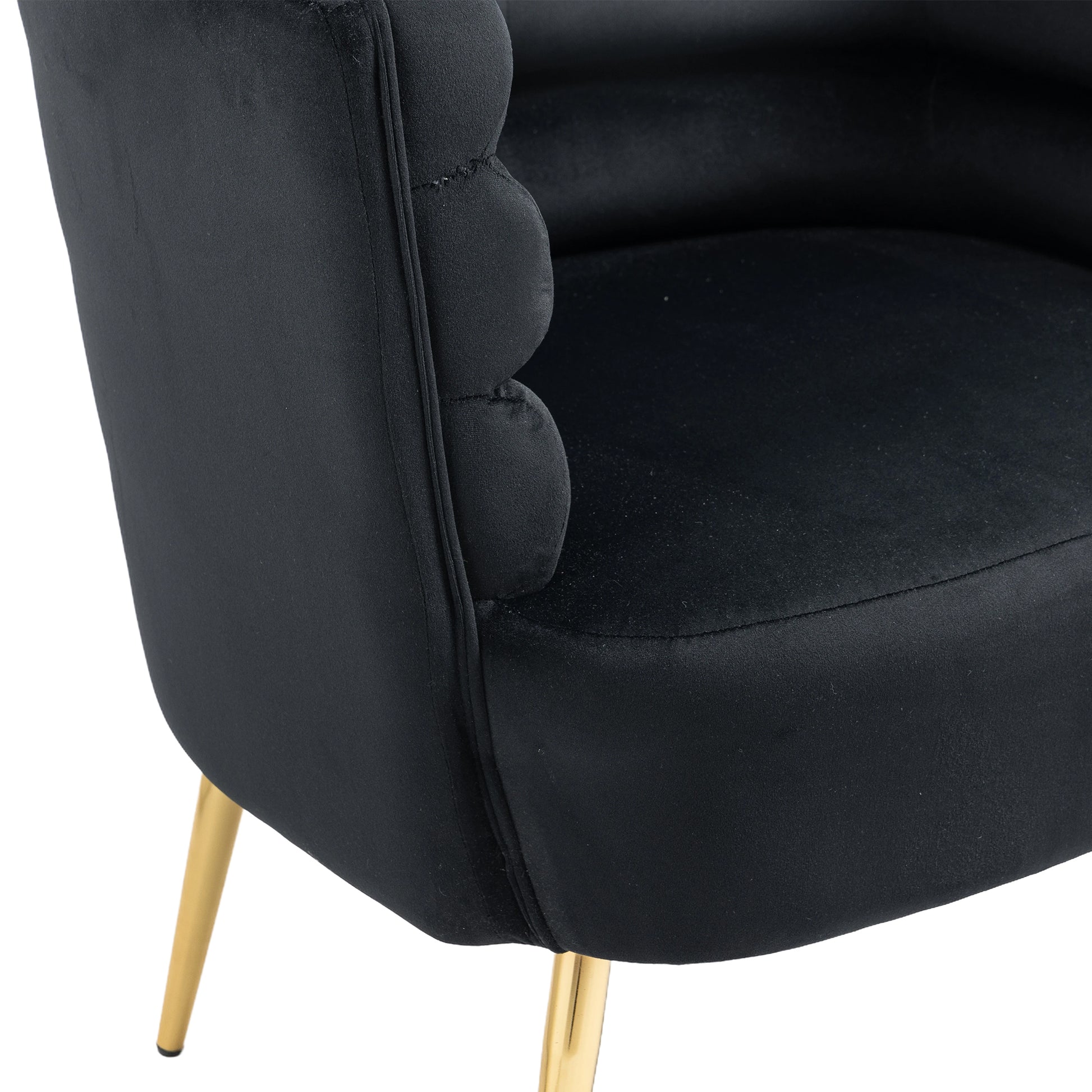 Coolmore Accent Chair ,Leisure Single Chair With Golden Feet Black Velvet