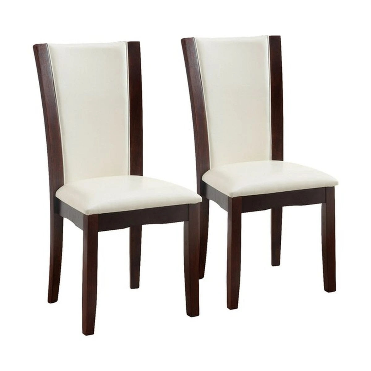 Style Comfort Contemporary 2Pcs Side Chairs Dark Cherry And Whitecushion Seat Kitchen Dining Room Furniture White Brown Dining Room Contemporary,Modern Dining Chairs Solid Back Solid Wood