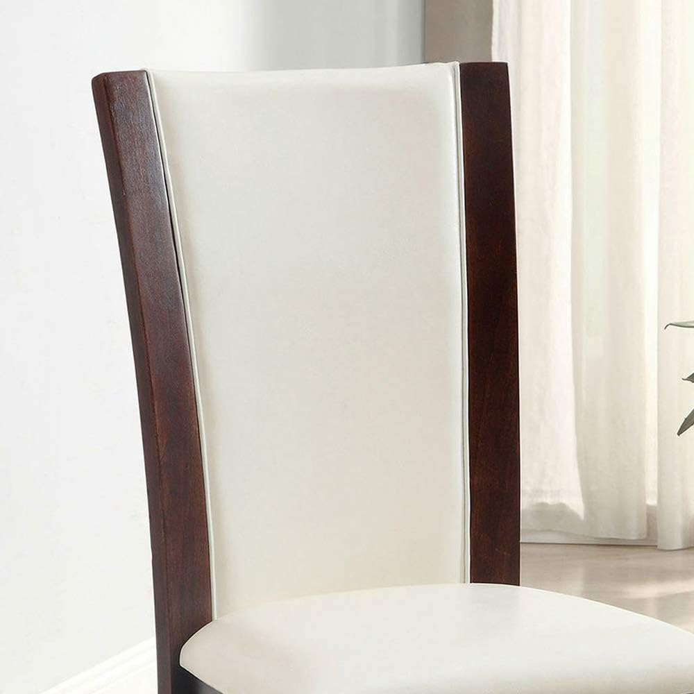 Style Comfort Contemporary 2Pcs Side Chairs Dark Cherry And Whitecushion Seat Kitchen Dining Room Furniture White Brown Dining Room Contemporary,Modern Dining Chairs Solid Back Solid Wood