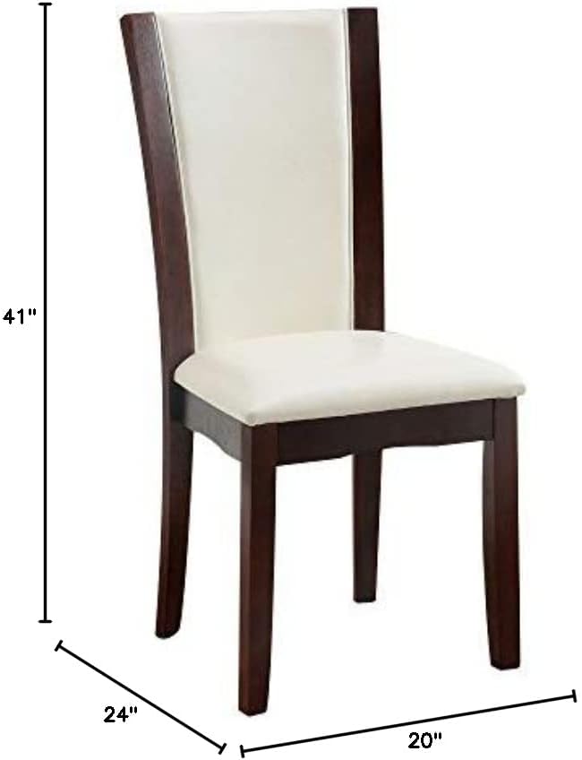 Style Comfort Contemporary 2Pcs Side Chairs Dark Cherry And Whitecushion Seat Kitchen Dining Room Furniture White Brown Dining Room Contemporary,Modern Dining Chairs Solid Back Solid Wood