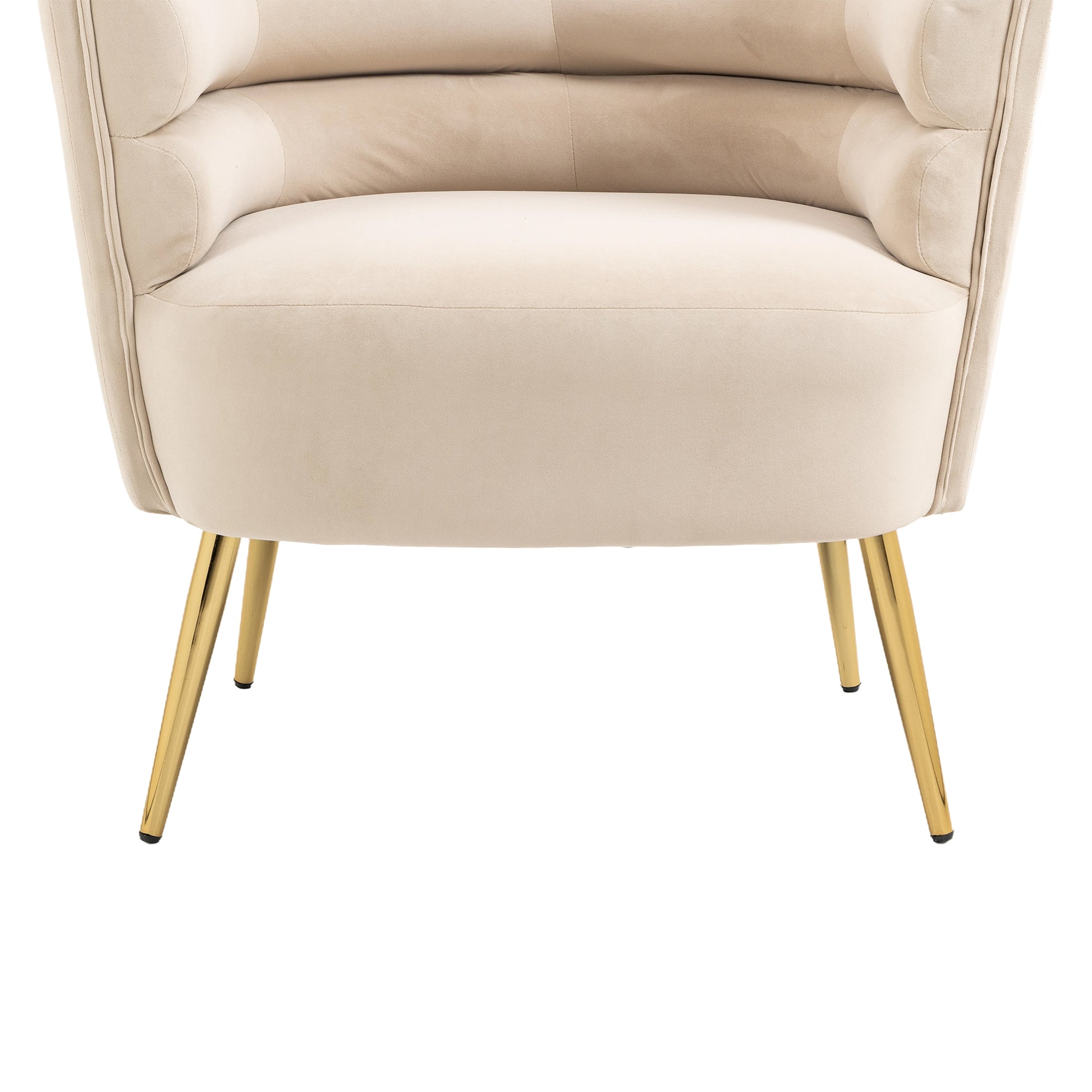 Coolmore Accent Chair ,Leisure Single Chair With Golden Feet Beige Velvet