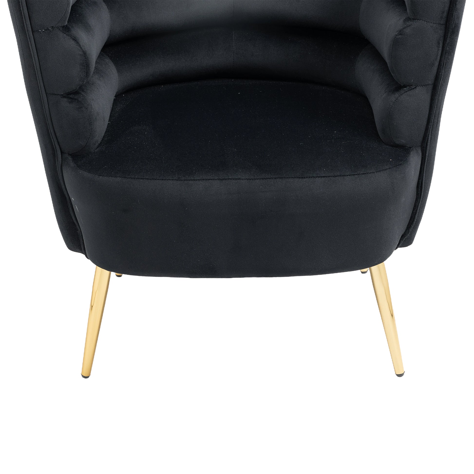 Coolmore Accent Chair ,Leisure Single Chair With Golden Feet Black Velvet