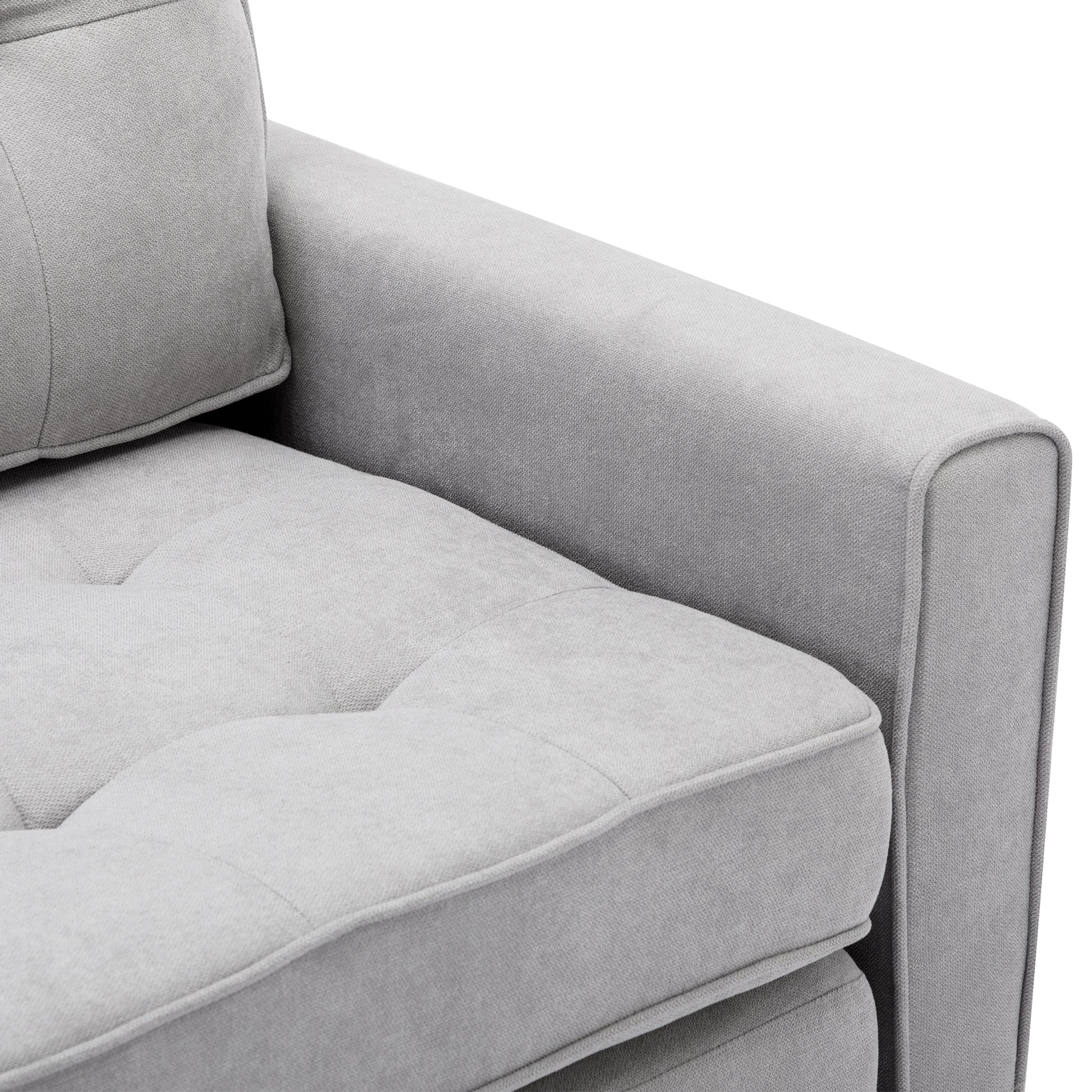 59.4" Loveseat Sofa With Pull Out Bed Modern Upholstered Couch With Side Pocket For Living Room Office, Grey Grey Chenille
