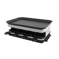 Raclette Grill 8 People Grill Plate Non Stick Coated, Raclette With 8 Mini Raclette Pans, Infinitely Adjustable Temperature, 1500W Black Iron Plastic