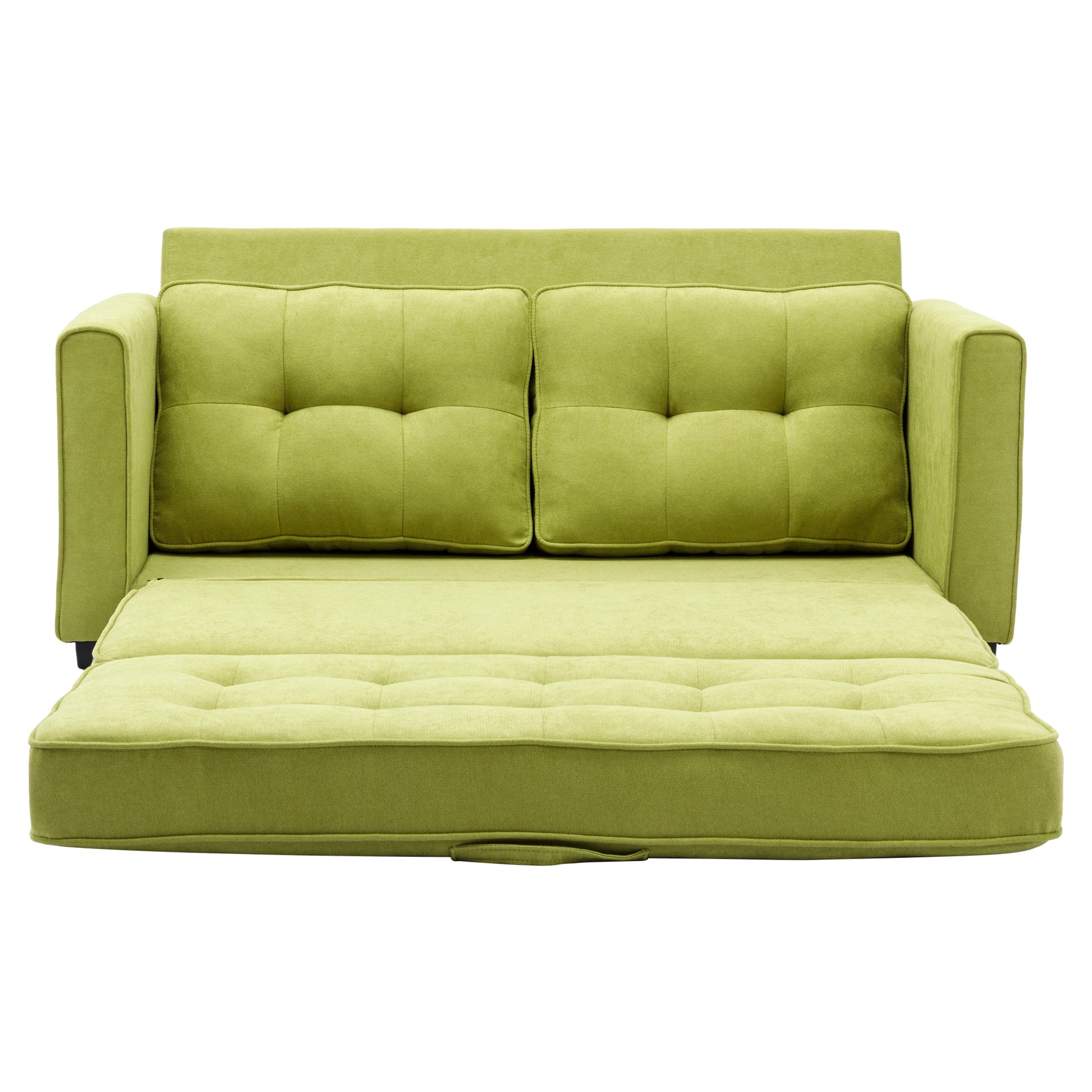 59.4" Loveseat Sofa With Pull Out Bed Modern Upholstered Couch With Side Pocket For Living Room Office, Green Green Chenille
