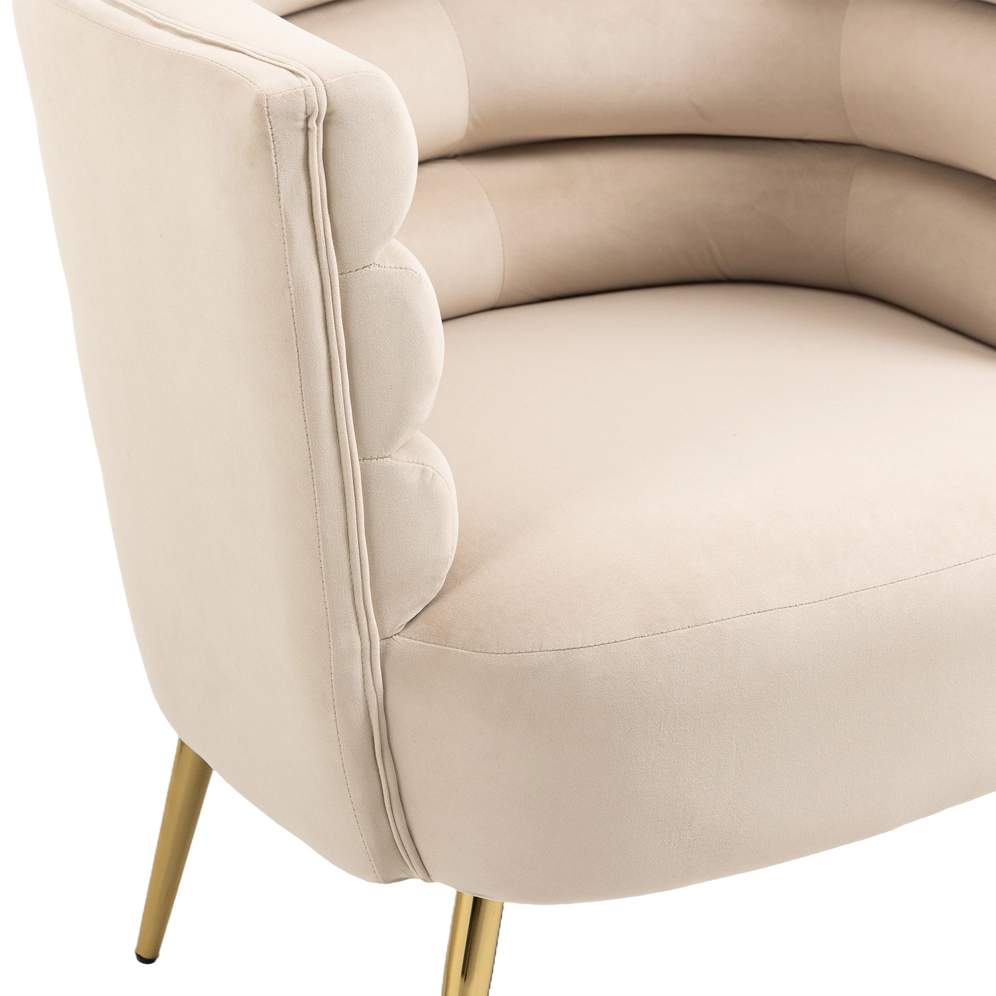 Coolmore Accent Chair ,Leisure Single Chair With Golden Feet Beige Velvet